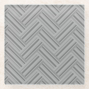 Grey stripes double weave pattern glass coaster
