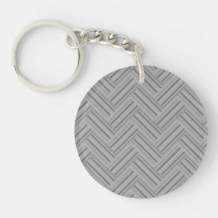 Grey stripes double weave pattern key ring