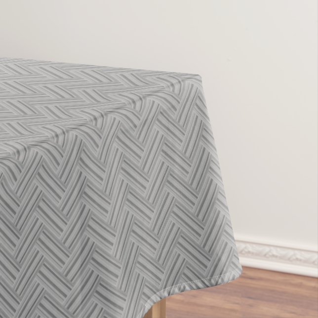 Grey stripes double weave pattern tablecloth (In Situ)