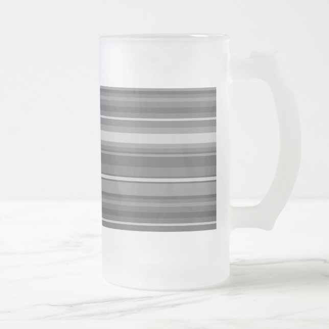 Grey stripes frosted glass beer mug (Right)