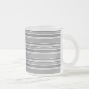 Grey stripes frosted glass coffee mug