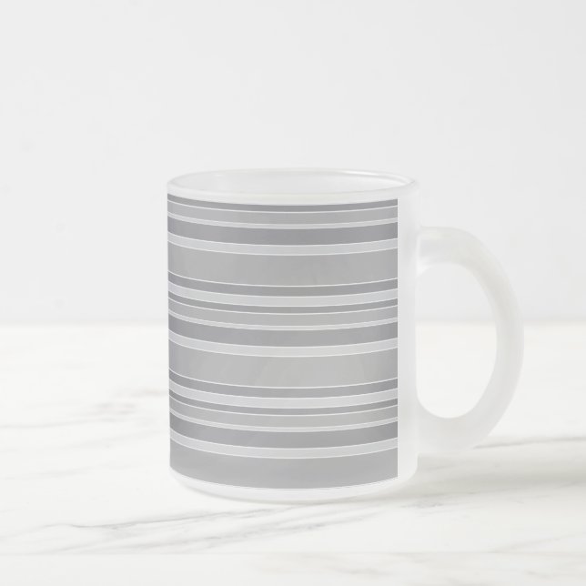 Grey stripes frosted glass coffee mug (Right)