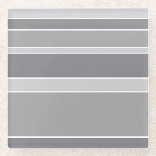 Grey stripes glass coaster (Front)