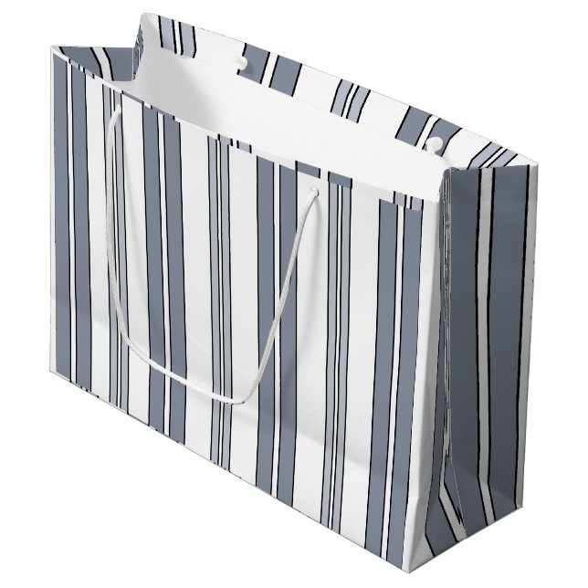 Grey Stripes Large Gift Bag (Front Angled)