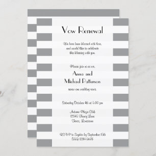 Grey Stripes, Lines, Striped Pattern, Vow Renewal Invitation