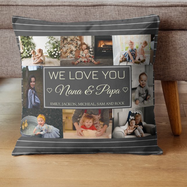 Grey Stripes Love You Grandparents 8 Photo  Cushion (Creator Uploaded)