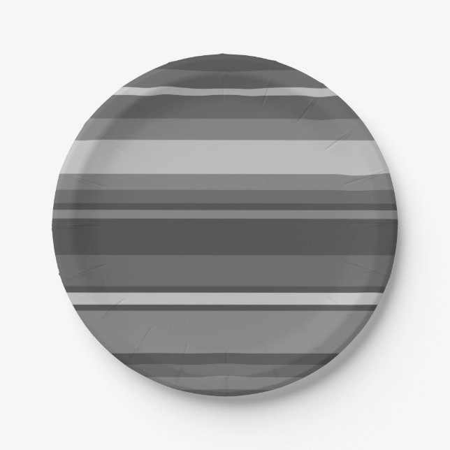 Grey stripes paper plate (Front)