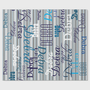 Grey Stripes / pattern of names personalised Wrapping Paper