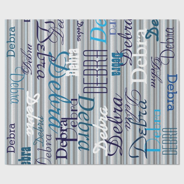 Grey Stripes / pattern of names personalised Wrapping Paper (Flat)