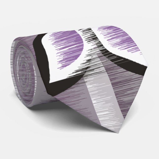 Grey stripes purple petals modern wet paint tie (Rolled)