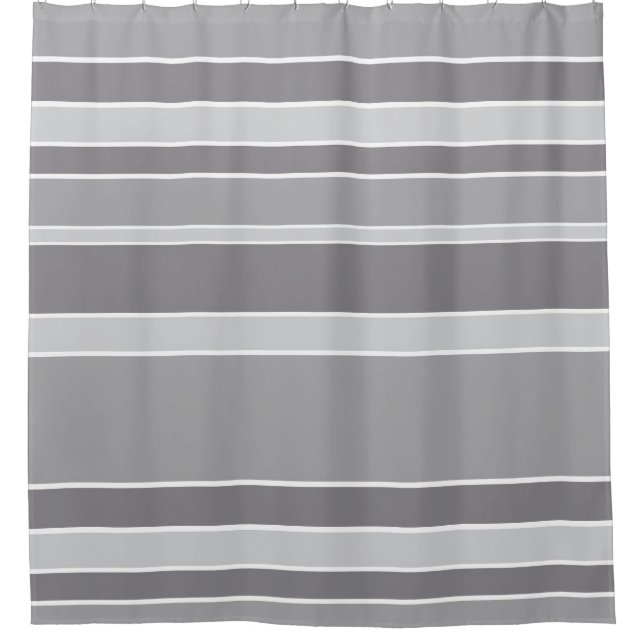 Grey stripes shower curtain (Front)