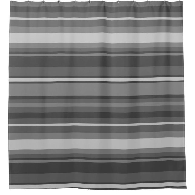 Grey stripes shower curtain (Front)