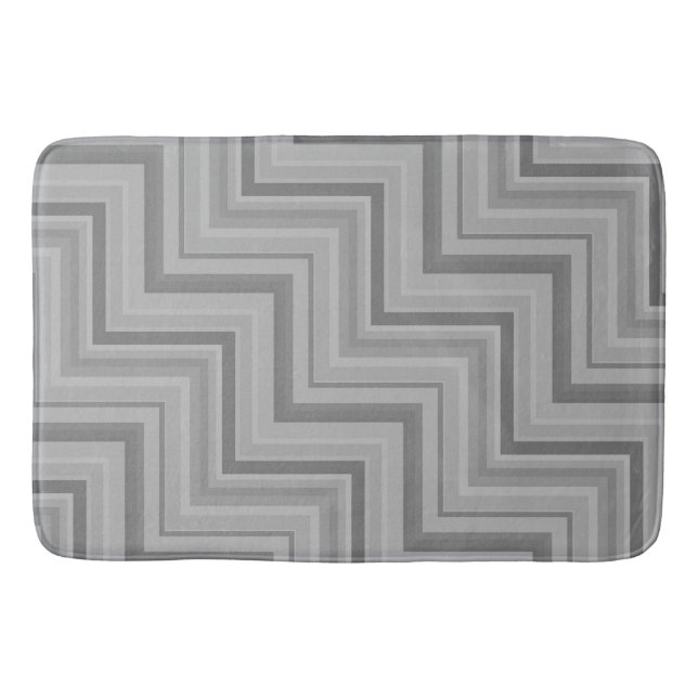 Grey stripes stairs pattern bath mat (Front)