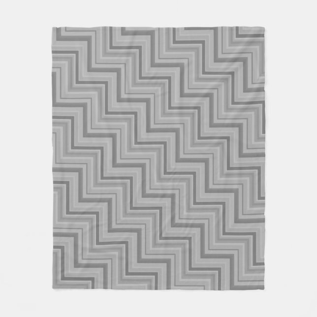 Grey stripes stairs pattern fleece blanket (Front)