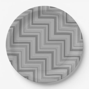 Grey stripes stairs pattern paper plate