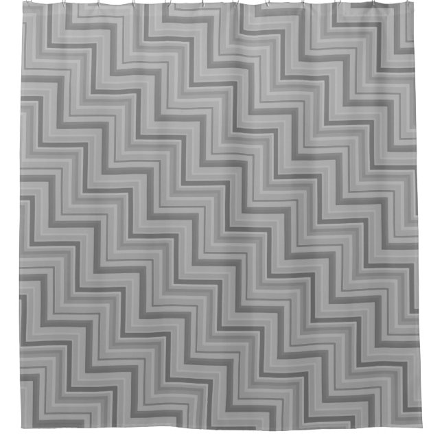 Grey stripes stairs pattern shower curtain (Front)