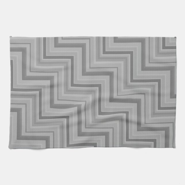 Grey stripes stairs pattern tea towel (Horizontal)