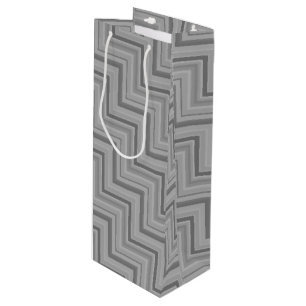 Grey stripes stairs pattern wine gift bag