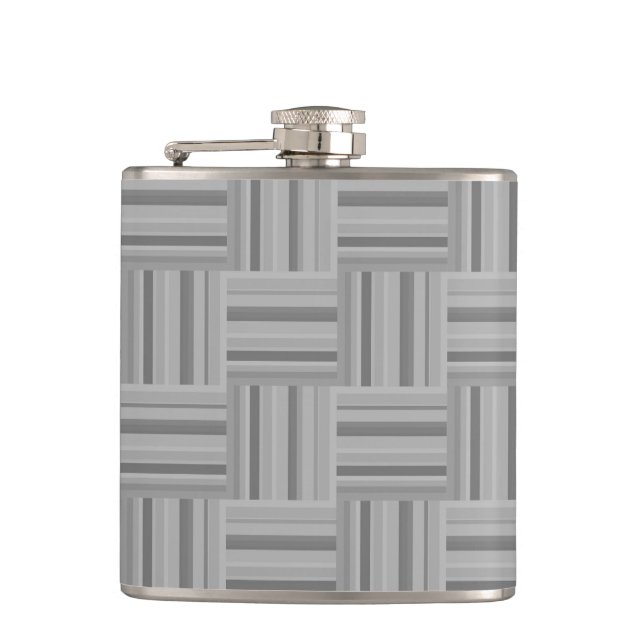 Grey stripes weave pattern hip flask (Front)