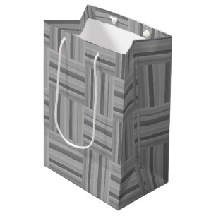 Grey stripes weave pattern medium gift bag
