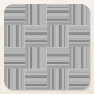 Grey stripes weave pattern square paper coaster
