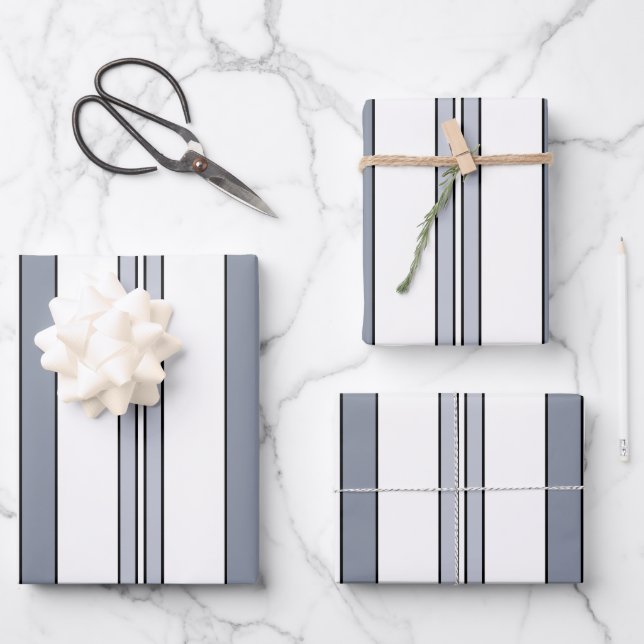 Grey Stripes Wrapping Paper Sheet (Front)