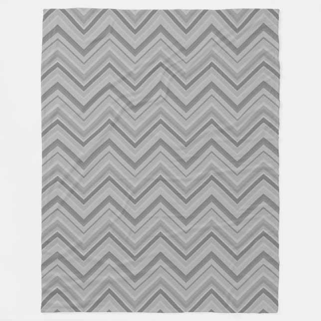 Grey stripes zigzag pattern fleece blanket (Front)