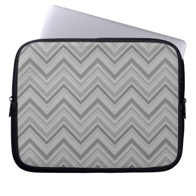 Grey stripes zigzag pattern laptop sleeve (Front)