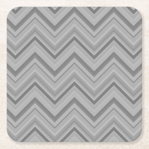 Grey stripes zigzag pattern square paper coaster