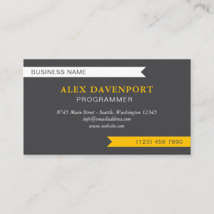 Grey & Strong Yellow Guidon Pennant Any Profession Business Card