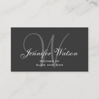 Grey Stylish Monogram Mummy Calling Card