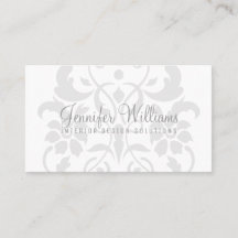 Grey Subtle Damask Business Card