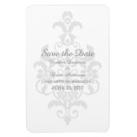 Grey Subtle Damask Save the Date Flexi Magnet