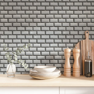 Grey Subway Tile Wallpaper