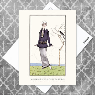Grey Suit French Fashion Plate Illustration Postcard