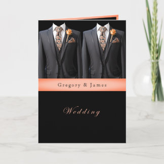  Grey Suits Peach Roses & Floral Tie Invitation