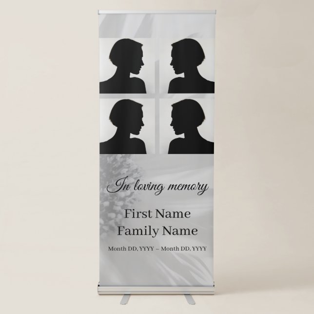 Grey sunflower memorial collage  retractable banner (Front)