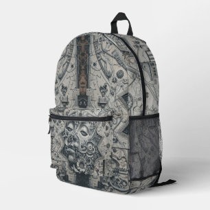Grey Surialism Printed Backpack