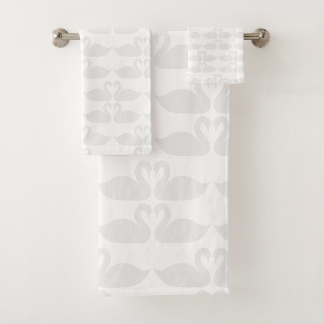 Grey swan minimalist pattern towel set (Insitu)