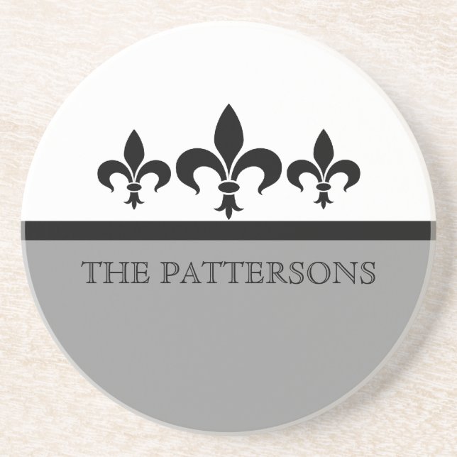 Grey Swanky Fleur De Lis Coaster (Front)
