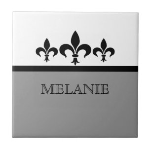 Grey Swanky Fleur De Lis Tile