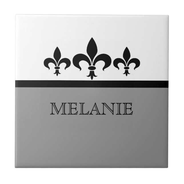 Grey Swanky Fleur De Lis Tile (Front)