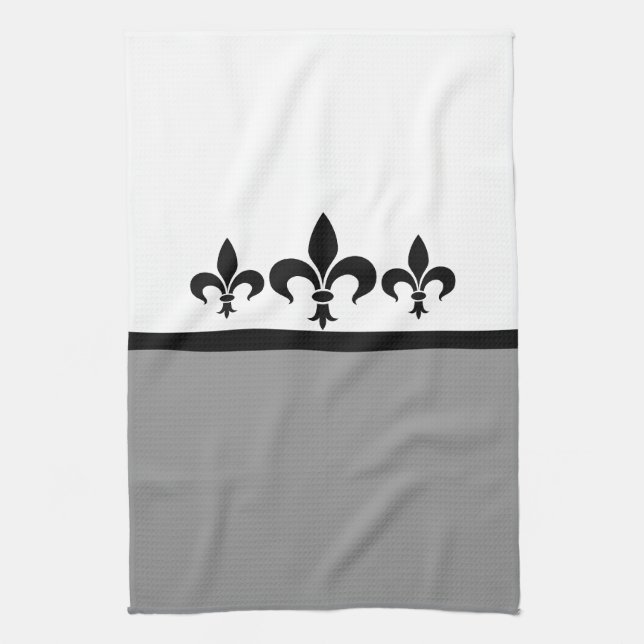 Grey Swanky Fleur De Lis Towel (Vertical)