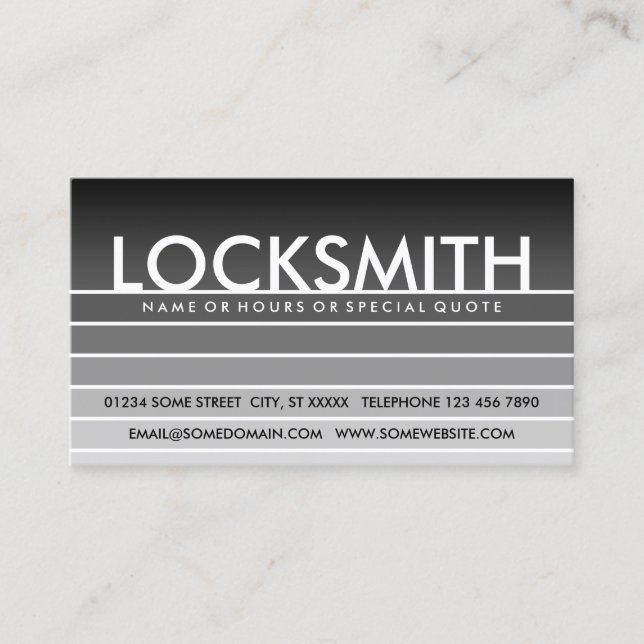 grey swatch LOCKSMITH Business Card (Front)