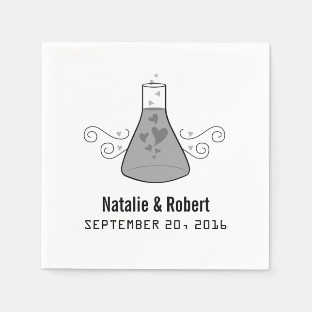 Grey Sweet Chemistry Paper Napkins (Front)