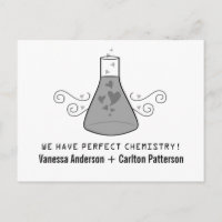 Grey Sweet Chemistry Save the Date Postcard