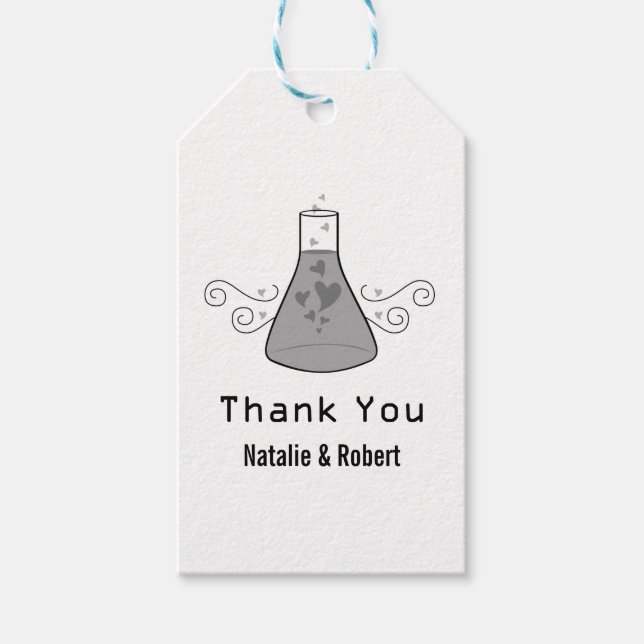 Grey Sweet Chemistry Wedding Gift Tags (Front)