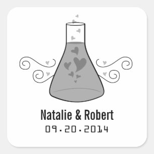 Grey Sweet Chemistry Wedding Stickers