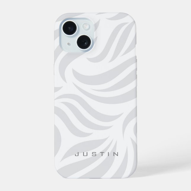Grey Swirl Pattern iPhone 15 Case (Back)