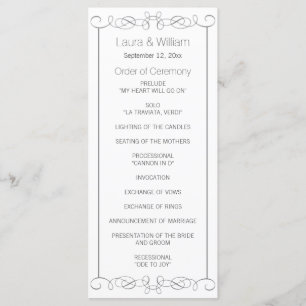 Grey Swirls Wedding Program Rack Cards